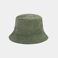 Detailed close-up of green corduroy texture on a minimalist reversible bucket hat - M / Army Green