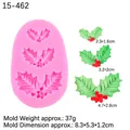 Pink silicone mold for holly leaf Christmas cake decorations with green leaf samples - 2# Holly Leaves / Pink