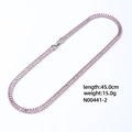 Pink zircon necklace detail with silver base, 45cm length and 15g weight product specs - Pink