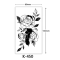 Waterproof temporary tattoo sticker with black and white floral sketch design, model K-450 - K-450-Realistic Rose