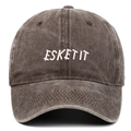 Vintage washed cotton baseball cap with ESKETIT embroidery in dark charcoal gray - Coffee