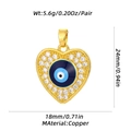 Detailed size and weight specs for the golden heart evil eye pendant in copper - Blue Heart Shaped Evil Eye Style (XL-353-Blue) / Pendant