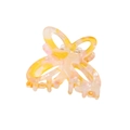 Elegant butterfly hair claw clip in yellow pink and white marble pattern acetate - 4.5CM / Yellow-Pink