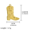 Golden cowboy boot pendant with floral engraving and 2.8cm height measurement - Boots