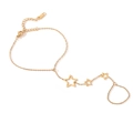 Detail of 18K gold plated stainless steel finger bracelet with hollow star charms - Hollow Star Style (31887)