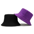 Classic cotton bucket hat shown in black and purple colors with durable canvas texture - One Size(58cm) / Black-Purple