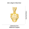 Golden leopard head pendant with hollow geometric design and green gemstone eyes - Hollow Geometric Leopard Head Gold Style (XL-379-B) / Pendant