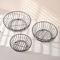 Set of three black wire fruit baskets in small, medium and large sizes with ball feet - 3-Piece Set (S+M+L) / Black