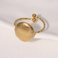 Anello minimalista in acciaio inossidabile placcato oro con disco tondo geometrico - Oro