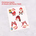 Set de 50 adornos para cupcakes navideños con varios diseños de Papá Noel en dibujos - Adornos para Tartas de Navidad / 50 Piezas