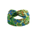 Green paisley twisted yoga headband for women with elastic floral pattern and sweat-wicking fabric - Dark Green Retro Floral