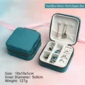 Sky blue velvet square jewelry box with gold zipper, multi-functional storage for rings - Square 10x10 Velvet Style / Lake Blue