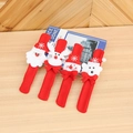 Christmas slap bracelets set featuring Santa Claus, reindeer, and snowman on a red velvet band - Deer / Red/Brown
