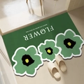 Absorbent green flower shaped diatom mud bath mat with cute motivational text - Floral Ins Green