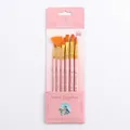 Set of 6 pink handle artist brushes with orange nylon hair for acrylic and oil painting - 6Pcs Pink Mixed HB808F / Sakura Pink