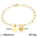 Bracciale a catena placcato oro 18 carati con ciondolo lettera D e perla metallica - Stile Iniziale D (KB205123-Z) / Oro
