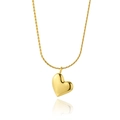 Collar vintage con colgante de corazón en acero inoxidable bañado en oro 18K pulido - Corazón pulido espejo