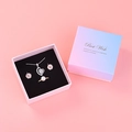 Schmuckset in rosa-blauem Farbverlauf mit Herz-Halskette, Blumenohrringen und Perlenring - Armband-/Armreifbox / Nr. 6: 7.5*7.5*3.5cm