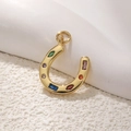 Exquisite gold-plated horseshoe pendant with colorful inlaid gemstones for DIY jewelry - Single Hang Colorful Horse Shoe