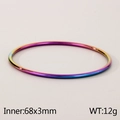 Rainbow gradient finish titanium steel round bangle with 68x3mm inner diameter - Multicolor (KB180407-KFC)
