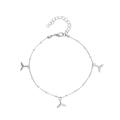 Cavigliera minimalista in argento con ciondoli a coda di balena e piccole perline - Coda Di Pesce Argento Lucido