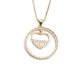 Gold plated heart evil eye necklace with clear stones on box chain jewelry - Circle Inlaid Heart