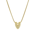 18k gold plated heart pendant necklace with clear zircons on delicate snake chain - Necklace V / Gold