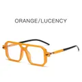 Fashionable orange square sunglasses with transparent lenses and trendy dual-tone temples - Orange Frame Clear Lens