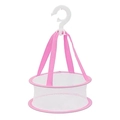 Pink hanging mesh drying basket for makeup sponges and beauty blenders with hook - Pink No Cover