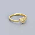 Anillo ajustable de plata S925 dorada con un centro en forma de corazón micro-pavé - Abierto Ajustable / Dorado