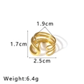 Detailweergave van de 18K vergulde meerlaagse geometrische ring met afmetingen en gewicht - Vierlaagse Overlappende Holle Stijl (NB-R24048)