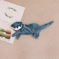 Gray-blue sea otter plush pouch made of soft short plush fabric in a flat lay view - 40cm No Filling No Zipper / Blue Skin Shell
