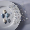 Detail of floral nail art stickers FEB-496 with 3D daisies and blue blossom decals - Blue White Daisy Embossed (FEB-496)