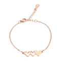 Rose gold heart bracelet with three linked hearts and adjustable 18KGP lobster clasp - B899 Triple Heart / Rose Gold