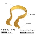 Detailed size parameters of gold stainless steel cuff bracelet with elegant tassel charm - Gold Tassel Bangle (NB-B6274-G)