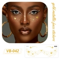 Gold metallic face stickers with bow and heart patterns in a waterproof finish - VB-042 (Gold Metallic) / Gold