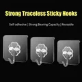 Transparent heavy duty adhesive wall hooks with stainless steel hooks for kitchen and bathroom - 6x6cm Transparent Hook (50 Silk)
