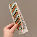 French vintage knit headband for girls with colorful polka dots and white lace edges - 14# Pale Green Style