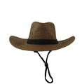 Cappello da cowboy in paglia marrone traspirante con nastro nero e cinturino regolabile - Taglia Unica 58cm Circonferenza / Falda Larga Cowboy Griglia Fine - Caffè