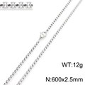 Silver stainless steel box chain necklace for men and women, 600mm long with lobster clasp - Silver 2.5mm x 600mm (KN230402-Z)