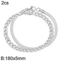 Zweiteiliges Set Silber-Armbänder aus Edelstahl mit Flachschlangen- und Panzerkette - Silber-Set (KB181666-Z)