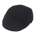 Classic British style solid black mesh flat cap with breathable texture for men - One Size(Adjustable) / Pure Black