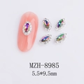 Vista dettagliata dei ciondoli per nail art in cristallo AB a forma di occhio di cavallo - Stile Diamante Bianco Aurora (8985)