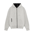 Light gray men's zip-up hoodie with black fleece lining and functional pockets - Light Gray