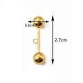 Conector de pendientes en acero dorado con bola y anillo, medida 0,6cm y 2,7cm largo - 6mm / Dorado