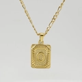 Collier chaîne Figaro en acier titane pour homme avec pendentif carré lettre O doré - Lettre O Dorée (Avec Chaîne)