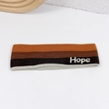 Brown striped knitted fitness headband featuring Hope embroidery for running yoga - Brown