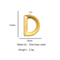Ciondolo lettera D in acciaio inossidabile dorato lucido per gioielli DIY, 12mm charm - Lettera D / Oro