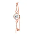 Close-up of rose gold bracelet featuring a large round crystal and pavé set stones - Individual Zirconia Rose Gold Bracelet