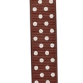 Deep brown grosgrain ribbon with white polka dots for gift wrapping and DIY bows - 1CM*100 Yards 3 Dots / Coffee